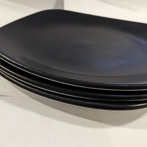 Set of Three Steelite Square Dishes / Plates - Black with White Backs